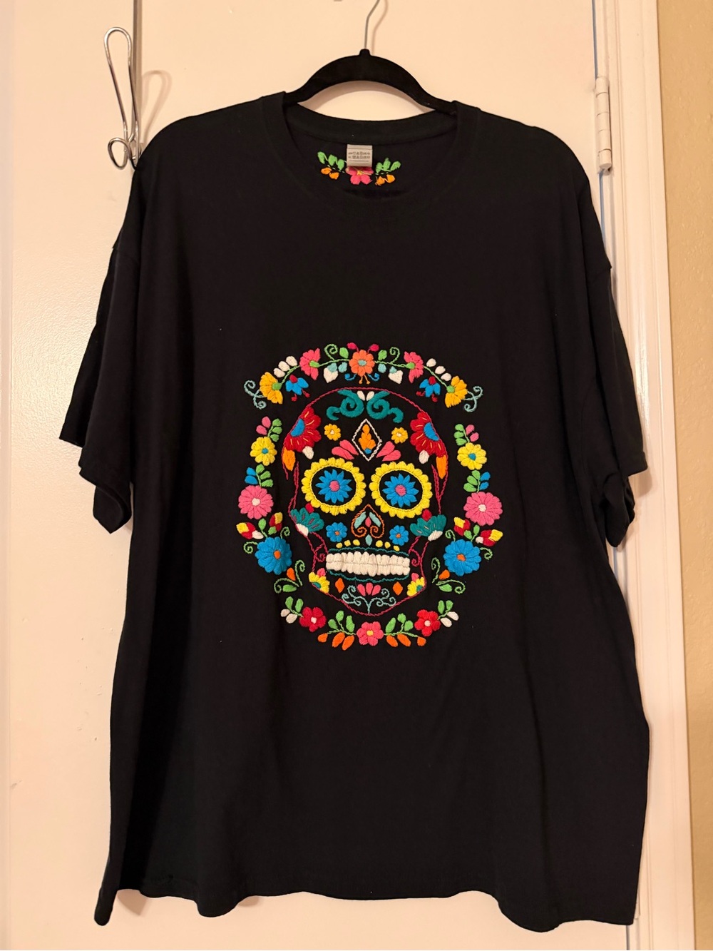 Gildan Black Tee with multicolored Embroidery